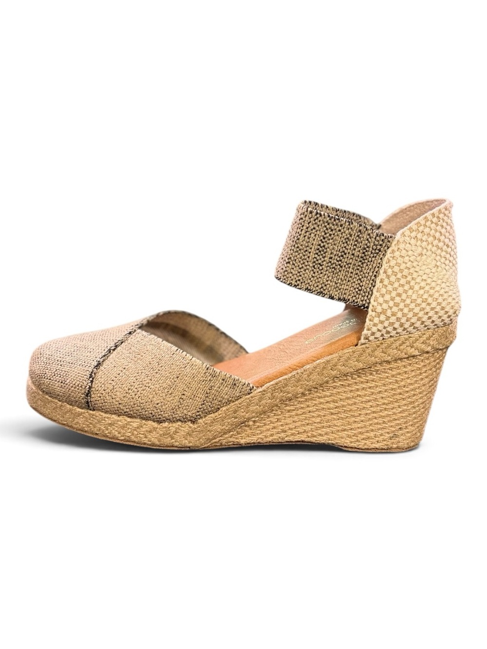 Andre Assous Natural Beige Espadrille Wedge Sandals with Ankle Strap